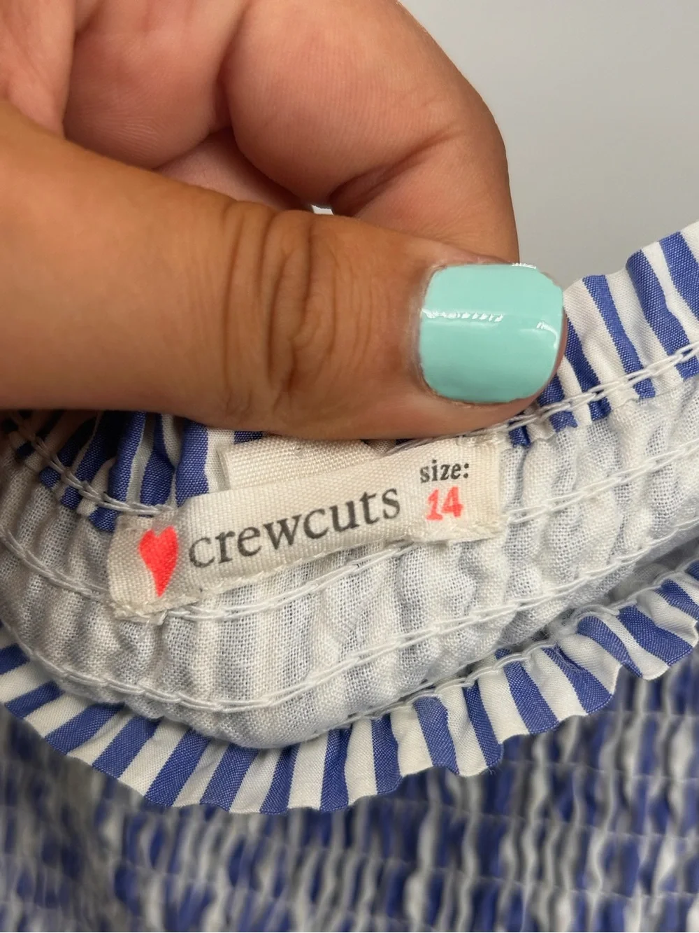 Crewcuts Blue and White Smocked Stripe Camisole